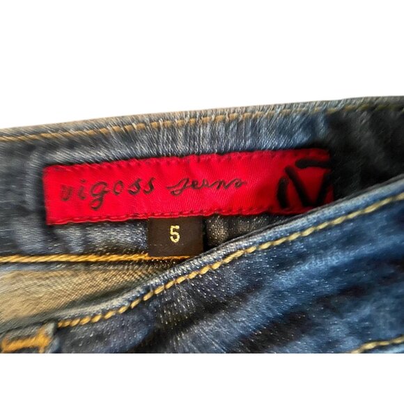 Vigoss Jeans Juniors 5 Used Low Rise Bootcut Stretch Denim Fold Over Pockets - Picture 14 of 16